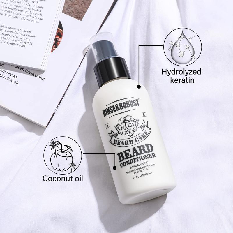 Rinse&Robust Beard Grooming Set Beard Care Kit: Beard Shampoo, Beard Conditioner, Beard Oil, Beard Balm. Thanksgiving Christmas Gift Sets for Boyfriend Men, Bath and Body Gift Sets, Men's Gift Ideas Hygiene Product, Father's Day Gift, Gift for Father Dad