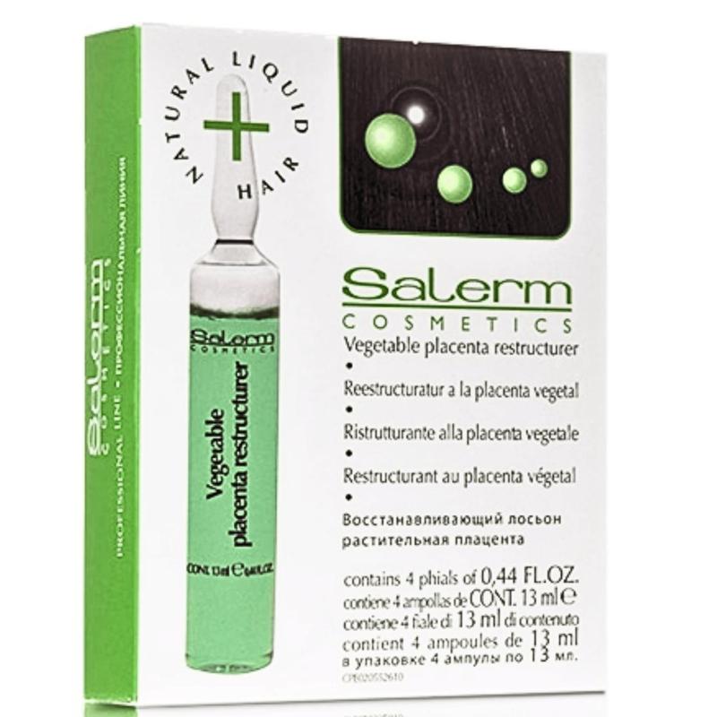 Salerm Vegetable Placenta Restructurer - Strengthens and Vitalizes Hair, Shiny, Vegan-Friendly, Dye-Free, 0.44 Fl Oz (Pack of 4) Haircare Comfort