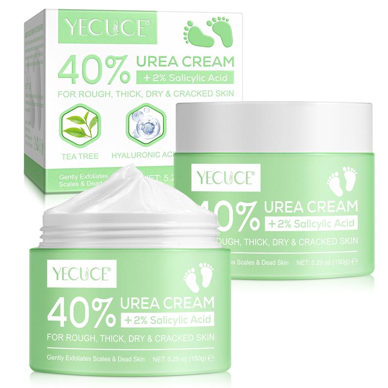 YECUCE 40% Urea Cream + 2% Salicylic Acid, Foot Cream & Hand Cream, Hyaluronic Acid Moisturizing, Tea Tree & Aloe Vera For Deep Moisturizes,  Hydrate Callus Remover and Soften footcream Suitable For AIl Skin Types