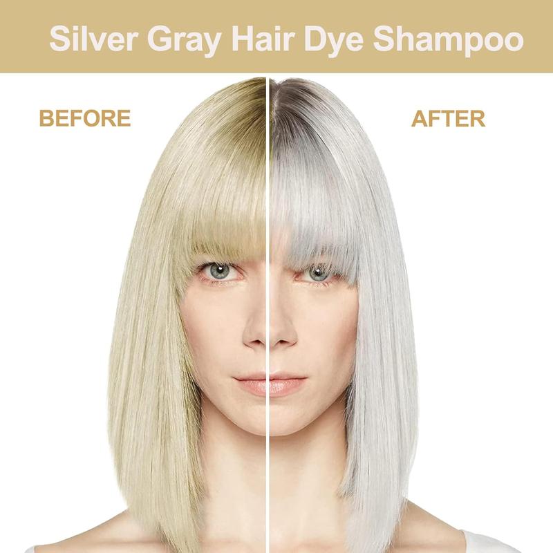 Instant Natural Silver Gray Hair Color Shampoo, 16.9 Fl Oz, Long Lasting Gray Hair Shampoo, Shampoo Hair Dye Colors in Minutes, Ammonia Free, Paraben Free, For Women and Men Haircare hair dye shampoo