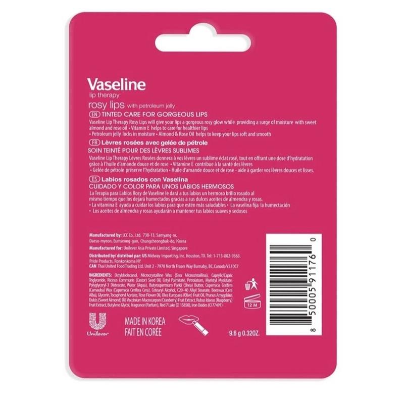 Vaseline Rosy Lip Therapy Stick - 2 Pack 16 Oz Each for Skincare Comfort, Lip Care, Lip hydration,Lip Moisturizer