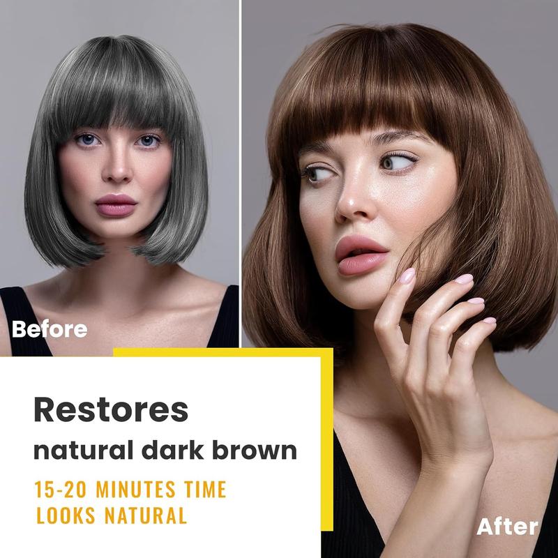 Dark Brown Hair Dye Shampoo 3-in-1，100% Gray Coverage，Simple and Effective Brown Shampoo,Herbal Ingrdient & Easy To Use  At Home.Haircare