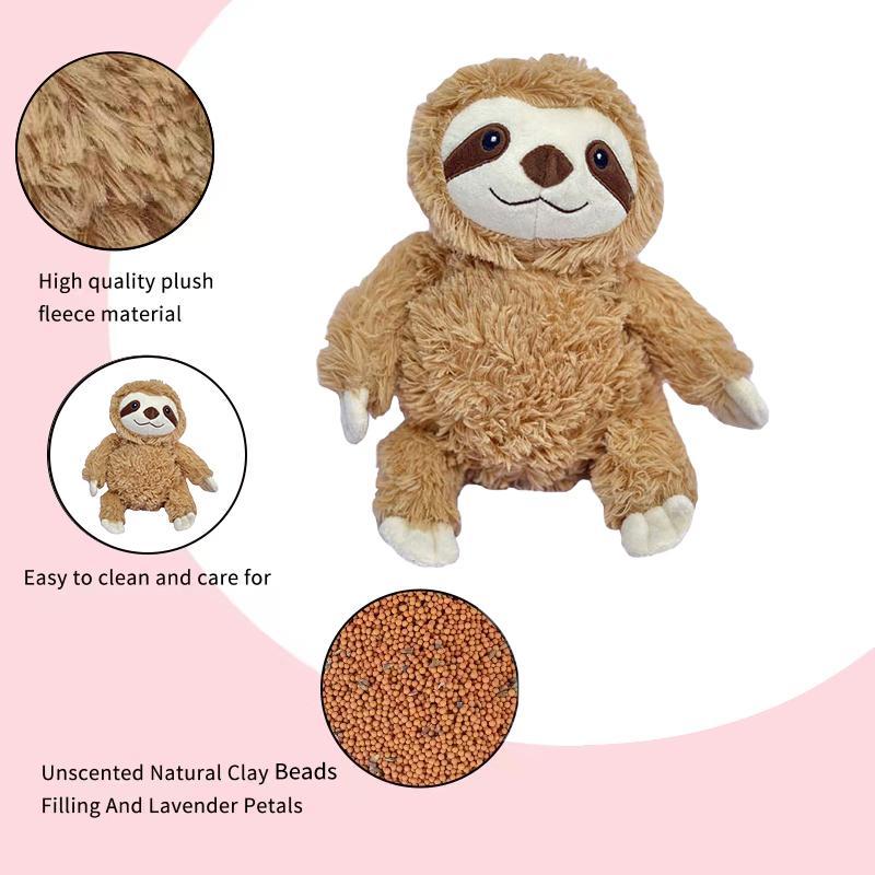 Sloth Design Microwave Heating Pad, 1 Count Cute Stuffed Sloth Plush, Warmable Heating Pad for Cramps, Back, and Neck