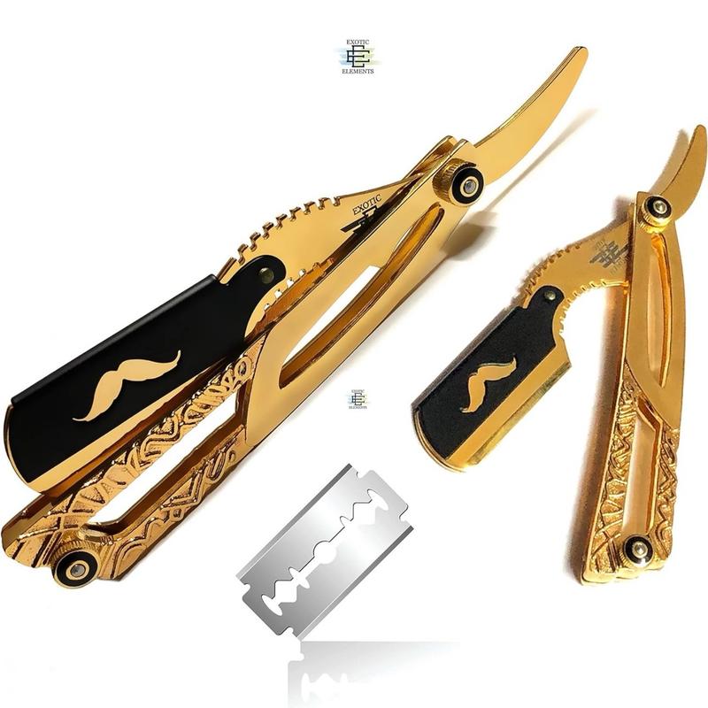 Professional and Personal Barber Straight Edge Razor Gold Dipped Handmade Easy Shaving