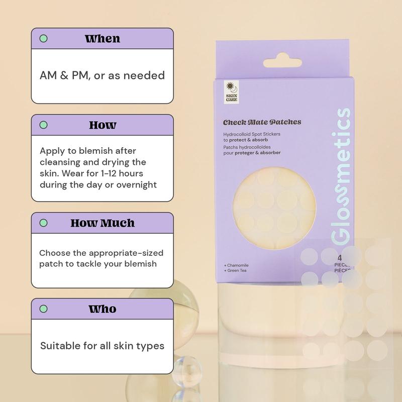 Check Mate Hydrocolloid Spot Stickers - Clear Acne Pimple Patches for Face, Contains Soothing Green Tea & Chamomile (40 Count)