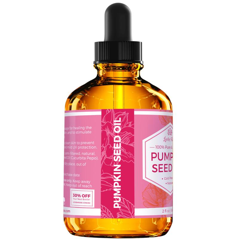 Leven Rose Pumpkin Seed Oil 2oz – 100% Pure & Natural! Moisturize Scalp, Haircare, Comfort Skin & Nails with Nourishing Pumpkin Seed Extract