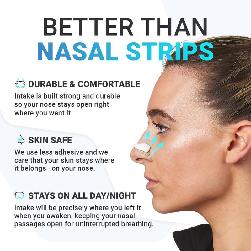 Intake Breathing Nasal Strip Starter Kit (15 Count, Black) - Boost Oxygen Intake, Reduce Snoring, Improve Sleep Quality - Sweat Resistant, Skin Safe Nasal Strips - Extra Strength Snoring Solution