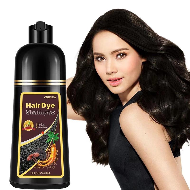 500ML 3-in-1 Black Hair Dye Shampoo – Instant Gray Coverage with Herbal Ingredients Haircare