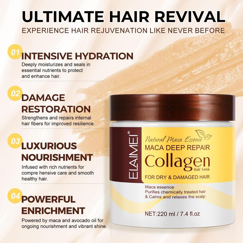 Maca Collagen Deep Conditioning Hair Mask, 1 Count Moisturizing Hair Care Mask, Hair Care & Styling Product for Women & Men