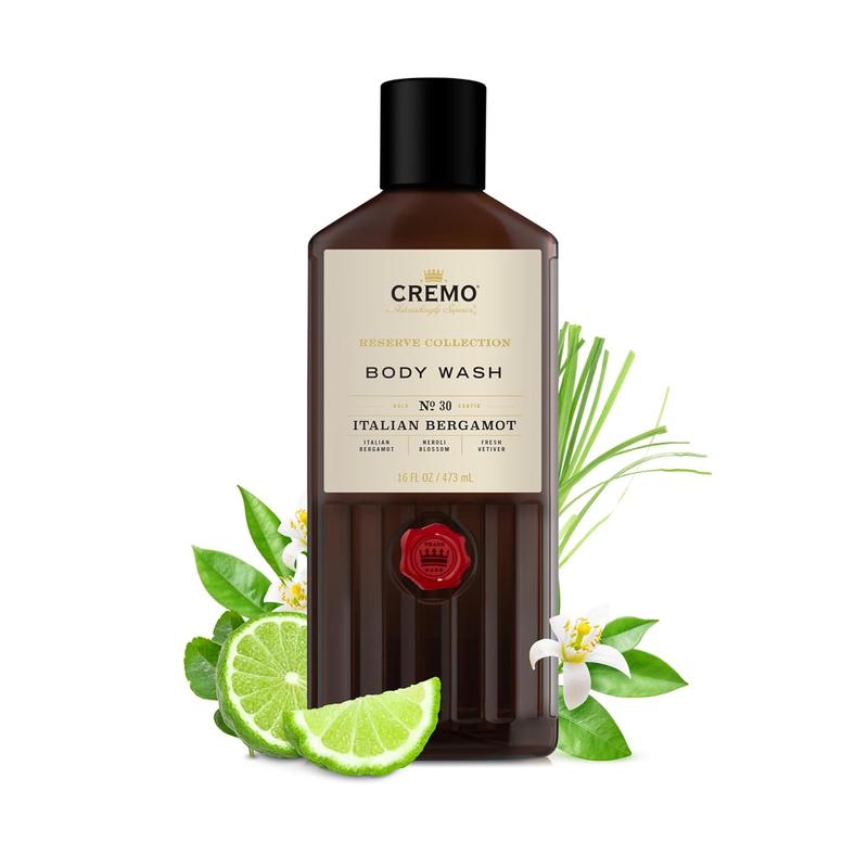 Cremo Rich-Lathering Italian Bergamot Body Wash for Men, Notes of Italian Bergamot, Neroli Blossom, 16 Fl Oz, 1 pack Scent Cologne Body Care Fragrance