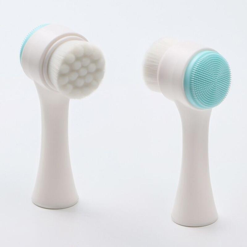 Professional Double-sided Handheld Facial Cleaning Brush, 1 Count Exfoliating Brush, Non-Electric Facial Cleansing Brush, for Washing, Makeup Removal, Massage