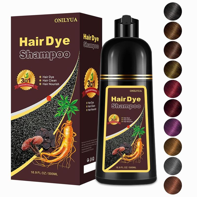 500ML 3-in-1 Black Hair Dye Shampoo – Instant Gray Coverage with Herbal Ingredients Haircare