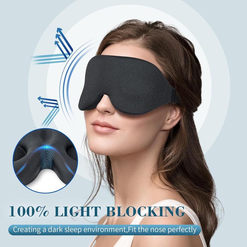 3D Sleep Mask for Side Sleepers, Light-Blocking Eye Mask with Contoured Cups & Adjustable Strap for Women, Men, Travel, Naps (Black)