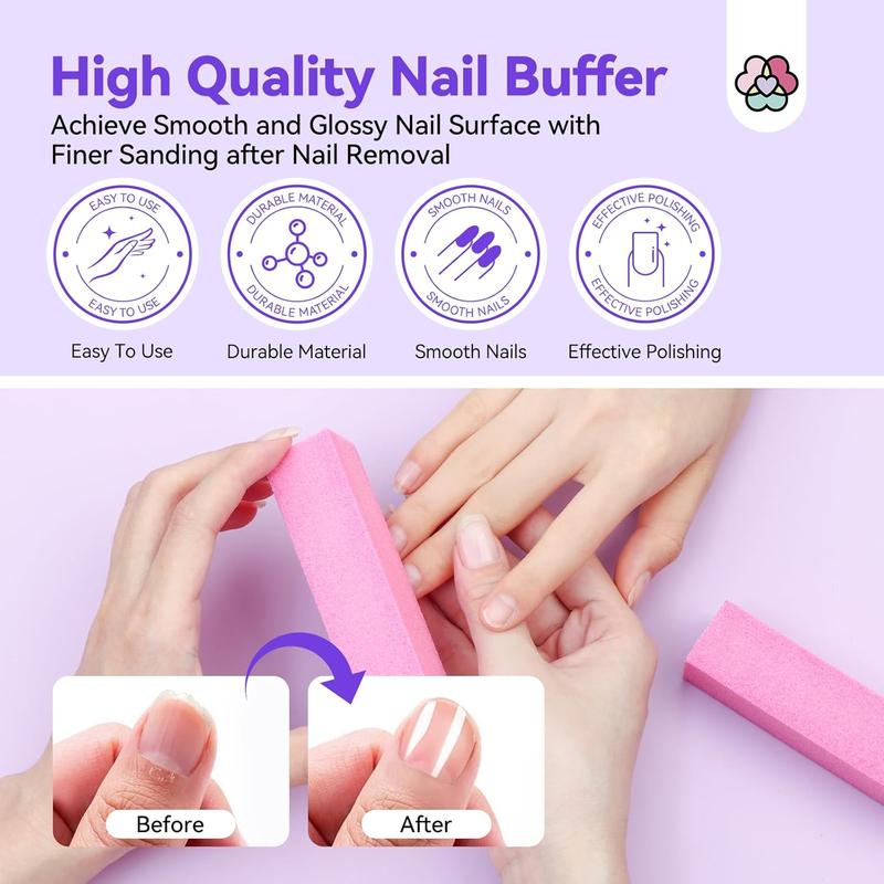 Acetone Nail Polish Remover Kit: Gel Remover with Cuticle Oil Rich Castor Oil & VE Repairing Nail, Nail File Buffer Tools Dip Acrylic Remove Quick Salon Use 8.45 Oz