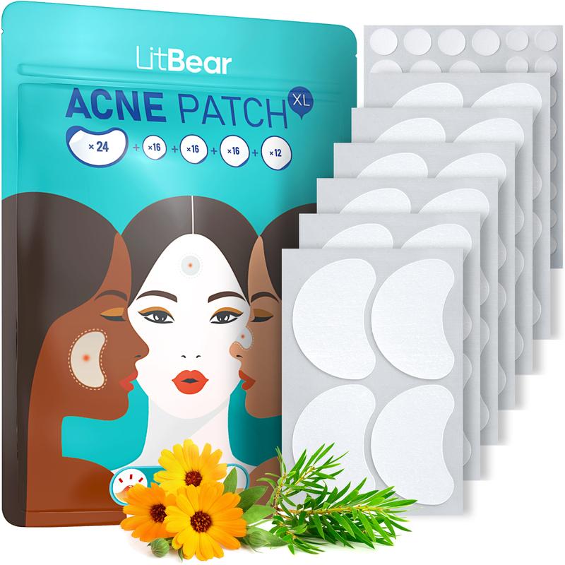 LitBear Acne Patches Large, 84pc Acne Spot Dots for All Skin Types ,Natural Skincare Strong Absorbing, Large Size Acne Patches for Face, Chin, Back and Body