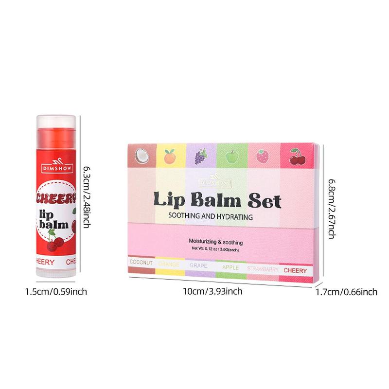 Moisturizing Fruit Flavor Lip Balm Set, 6 Counts set Hydrating Lip Moisturizer, Plumping Lipstick for Lip Makeup, Girls and Women Makeup Accessories