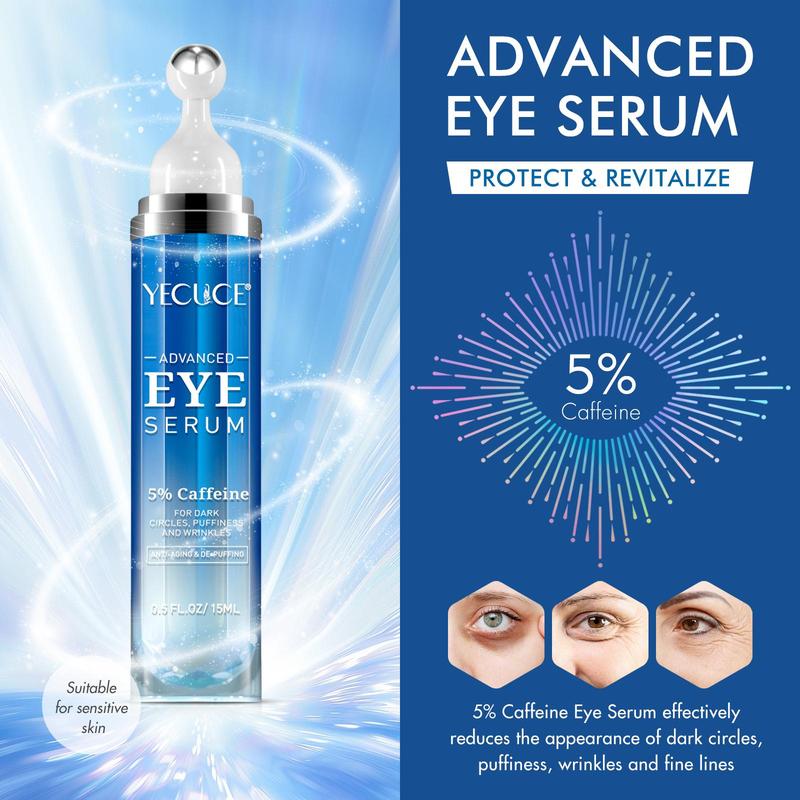 15ml Eye Serum, 1 Box 360° Stainless Steel Ball Design Eye Serum, Deep Hydration Moisturizing Eye Serum, Eye Care Product for Women & Men