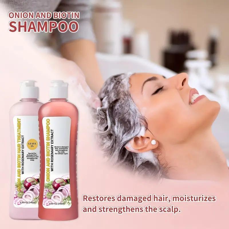 Natural Onion Biotin Shampoo And Conditioner Set，Plant Extract for，Care And Strengthen Damaged Hair Haircare -All Hair Types