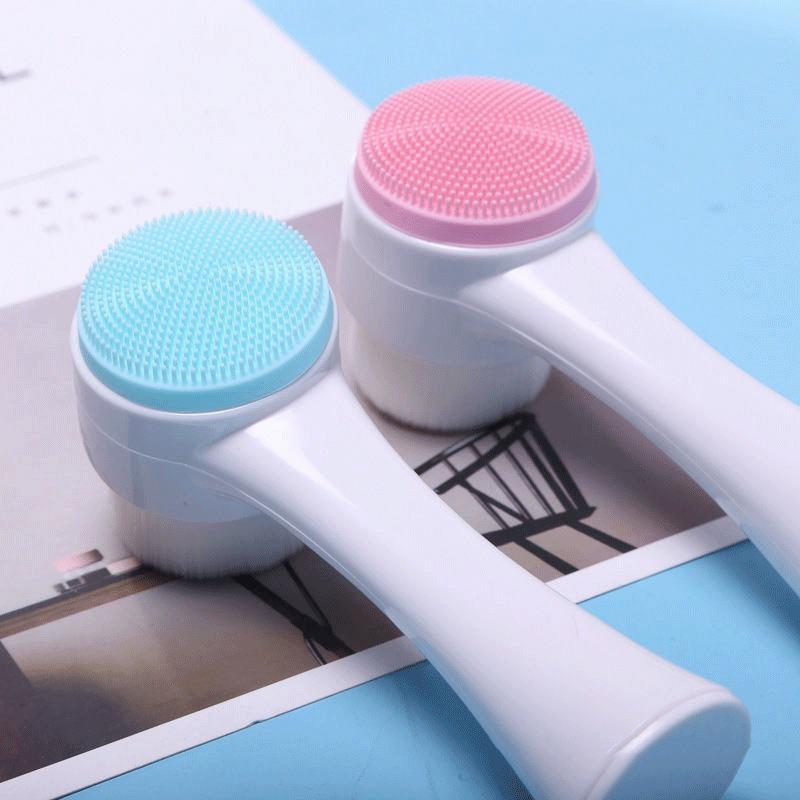 Professional Double-sided Handheld Facial Cleaning Brush, 1 Count Exfoliating Brush, Non-Electric Facial Cleansing Brush, for Washing, Makeup Removal, Massage