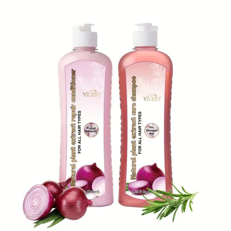 Natural Onion Biotin Shampoo And Conditioner Set，Plant Extract for，Care And Strengthen Damaged Hair Haircare -All Hair Types