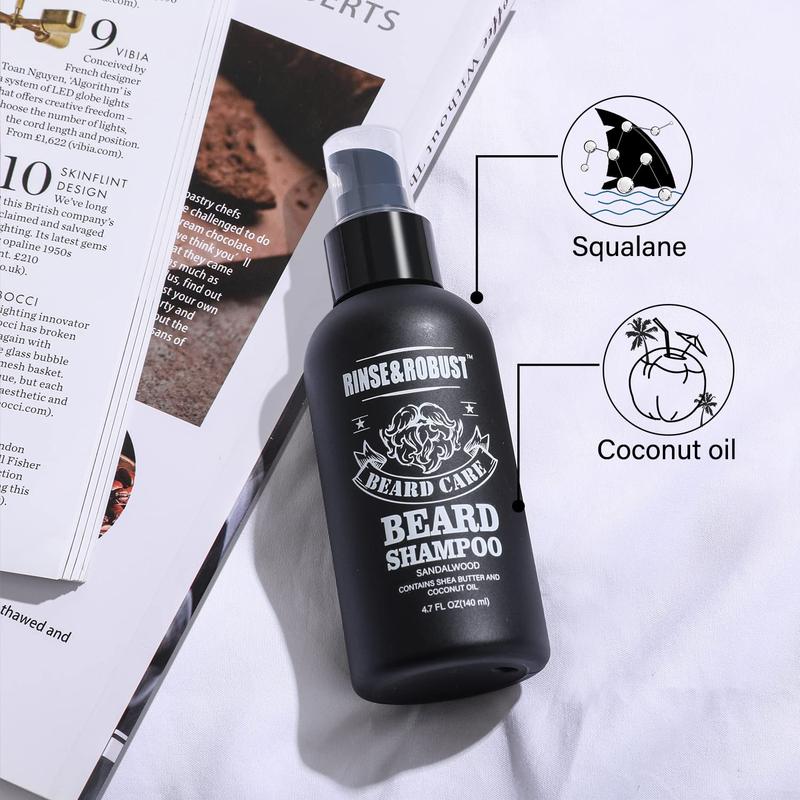 Rinse&Robust Beard Grooming Set Beard Care Kit: Beard Shampoo, Beard Conditioner, Beard Oil, Beard Balm. Thanksgiving Christmas Gift Sets for Boyfriend Men, Bath and Body Gift Sets, Men's Gift Ideas Hygiene Product, Father's Day Gift, Gift for Father Dad