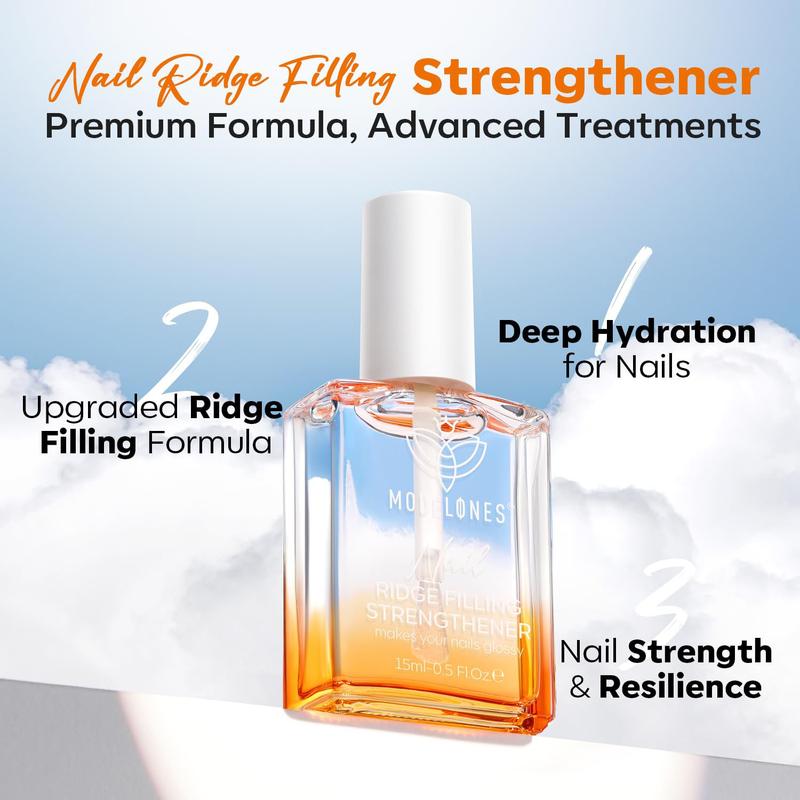 15ml 8-in-One Nail Ridge Filler Strengthener Base Coat Nail Polish Repair Nail Growth Treatment for Thin and Damaged Nails, Crystal Clear