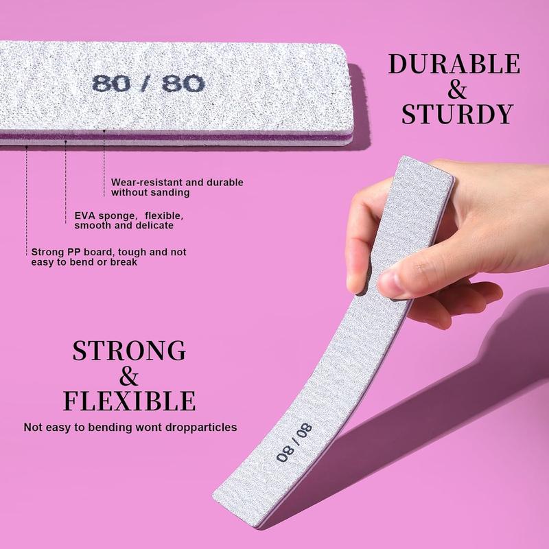 FANDAMEI Nail File, 24PCS 80 80 Grit Nail Files, Double Sided Emery Boards for Nails Buffering, Professional Nail File for Natural Acrylic Nails, Rectangular Manicure Nail Files Set, Coarse Grit 80 80