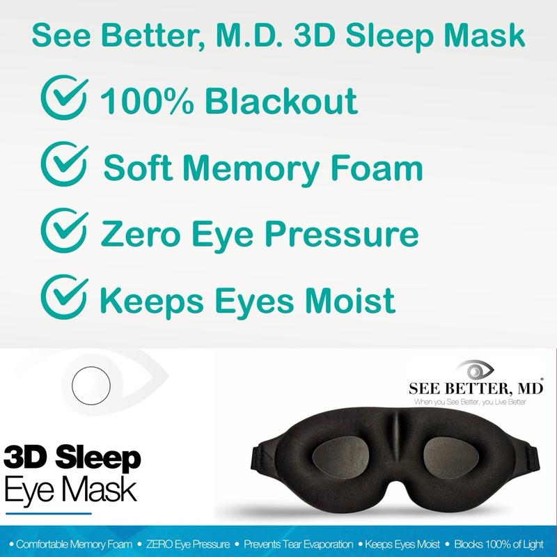 See Better MD 3D Luxury Sleep Mask - Memory Foam Blackout Mask for Uninterrupted Sleep and overnight dry eye