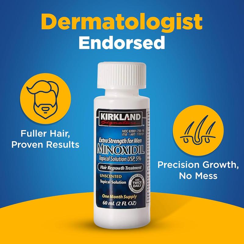 Kirkland Signature Minoxidil 5% Topical Solution for Men - 6 Month Supply (6 x 2 Fl Oz), Hair Regrowth Treatment with Dropper