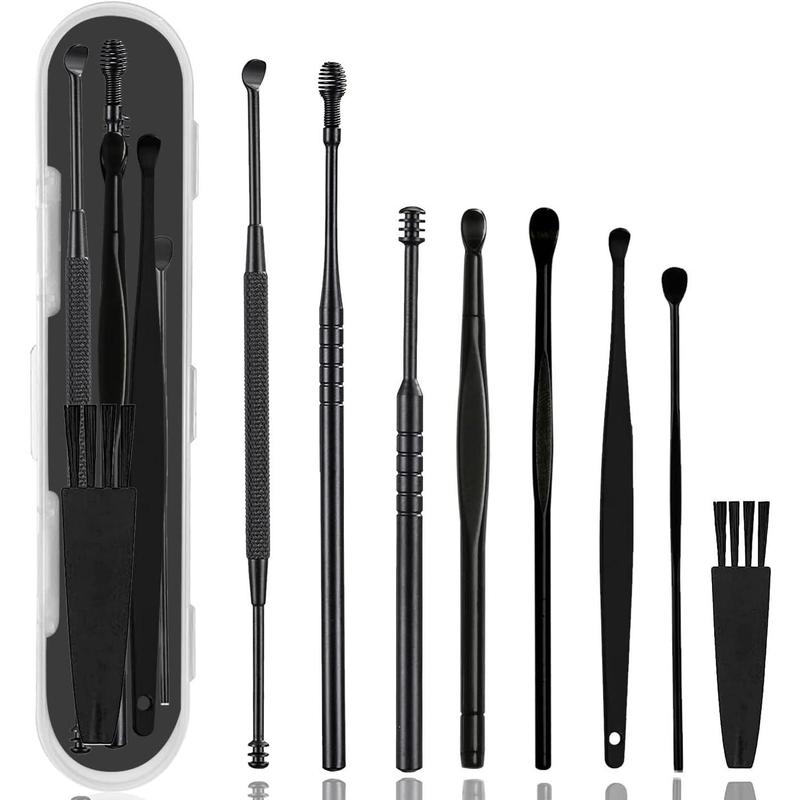 6 Pcs Ear Wax Removal Kit,Professional Double-Headed Ear Pick Earwax Removal Tools,316L Stainless Steel Ear Cleaner Curette with Cleaning Brush and Storage Box,Suit for Kid Adult(Gold)