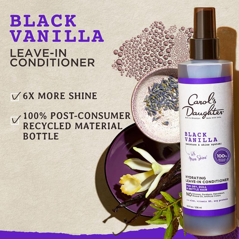 Carol's Daughter Black Vanilla Leave In Conditioner for Curly, Wavy or Na Hair, Moisturizing Hair Care for Dry, Dull or Brittle Hair, 8 Fl Oz