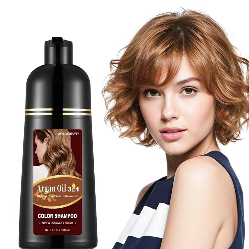 Professional 3-in-1 Blonde Brown Hair Color Dye Shampoo, Instant & Natural Argan Oil Hair Dye Shampoo, Unisex, Long-lasting Type Haircare