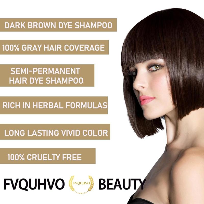 Dark Brown Hair Dye Shampoo 3-in-1，100% Gray Coverage，Simple and Effective Brown Shampoo,Herbal Ingrdient & Easy To Use  At Home.Haircare