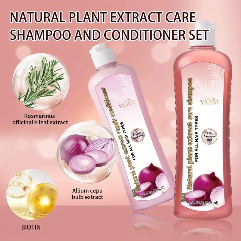 Natural Onion Biotin Shampoo And Conditioner Set，Plant Extract for，Care And Strengthen Damaged Hair Haircare -All Hair Types