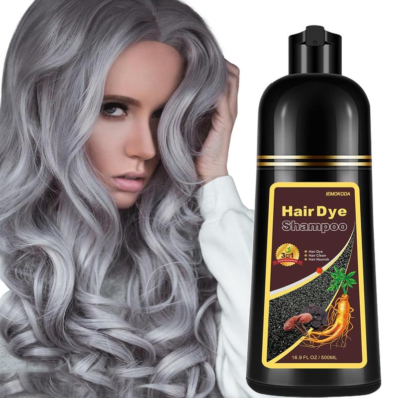 Instant Natural Silver Gray Hair Color Shampoo, 16.9 Fl Oz, Long Lasting Gray Hair Shampoo, Shampoo Hair Dye Colors in Minutes, Ammonia Free, Paraben Free, For Women and Men Haircare hair dye shampoo