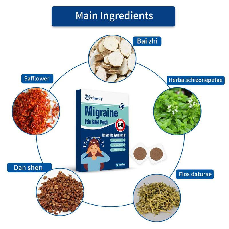Migraine Patch, 1 Box 3 Boxes(10 Patches box) Headache Care Patch, Relaxation Soothing Mood Health Care Patch, Personal Care Product, Christmas Gift