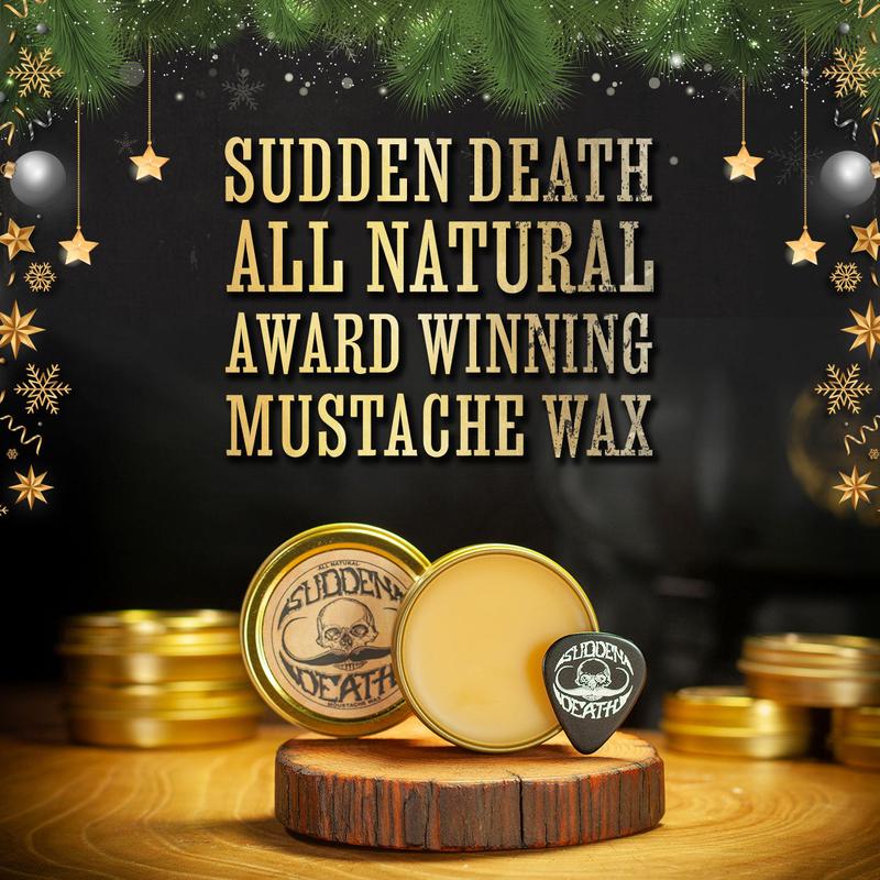 Strong Hold Mustache Wax Grooming For Men - 1oz Sudden Death Moustache & Beard Wax - Perfect For Handlebar Mustaches - No Heat Required