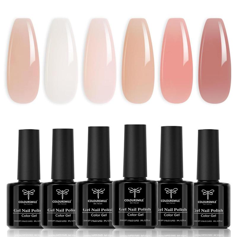 6 Color Gel Nail Polish Set, 6 Counts Soak Off Nail Polish Kit, Nude Pink Nail Polish, Spring Summer Nail Polish, Manicure Set, Gifts for Girls Women