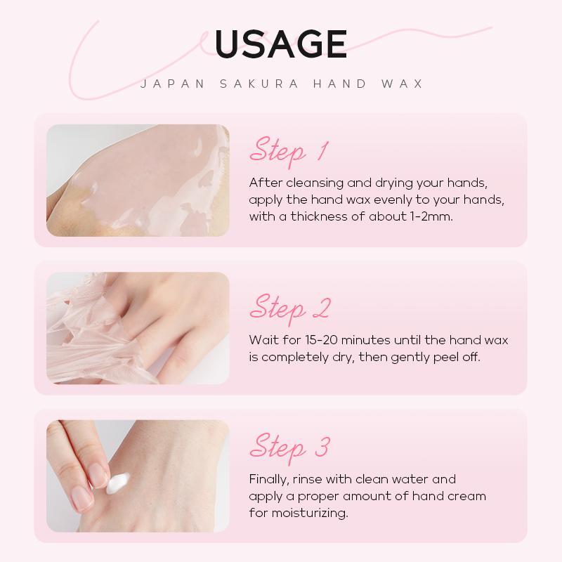 50g Sakura Hand Wax, 3 Counts Moisturizing Hand Mask, Exfoliating Hand Care Product for Women & Men