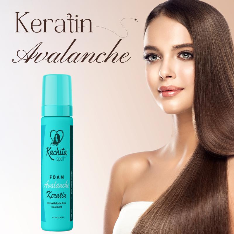 Keratin Avalanche Foam Hair Straightening Treatment Formaldehyde Free Kachita Spell 9.5floz