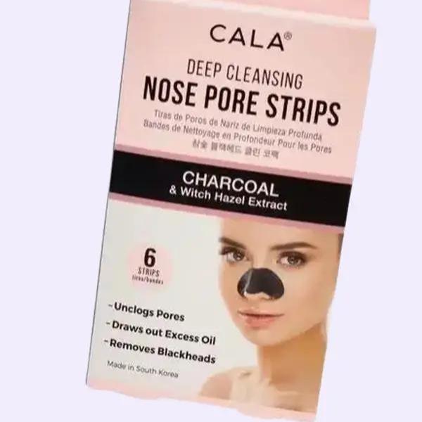 Cala Deep Cleansing Nose Pore Strips with Charcoal & Witch Hazel Extract, 6-Pack - Antibacterial, Clear