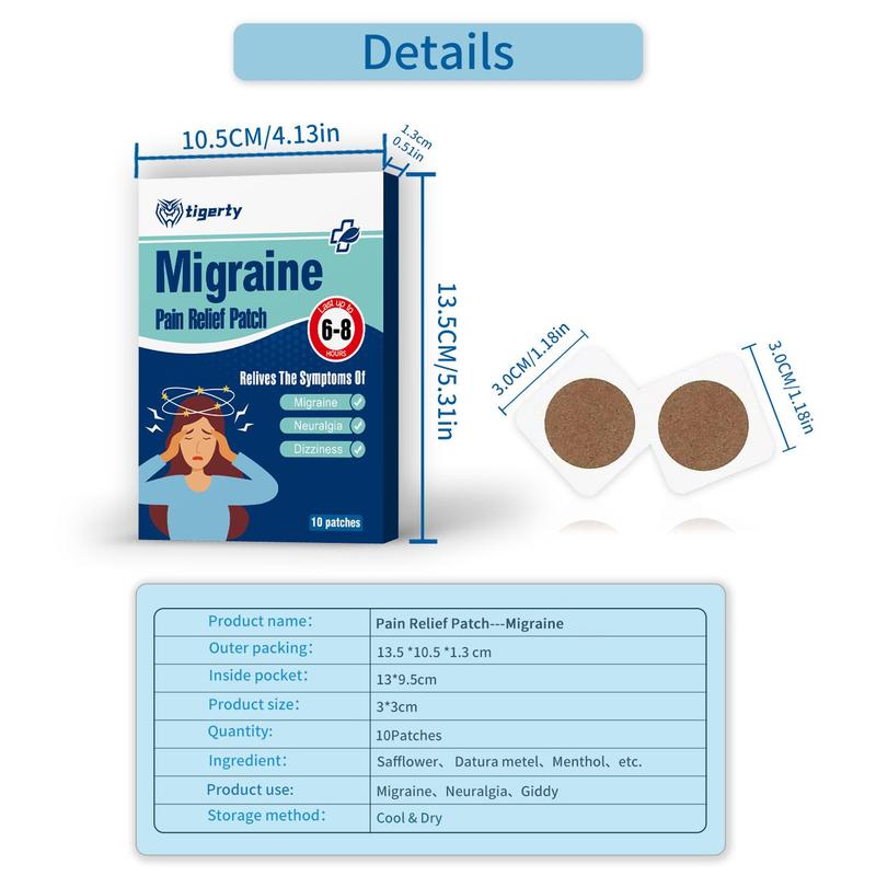 Migraine Patch, 1 Box 3 Boxes(10 Patches box) Headache Care Patch, Relaxation Soothing Mood Health Care Patch, Personal Care Product, Christmas Gift