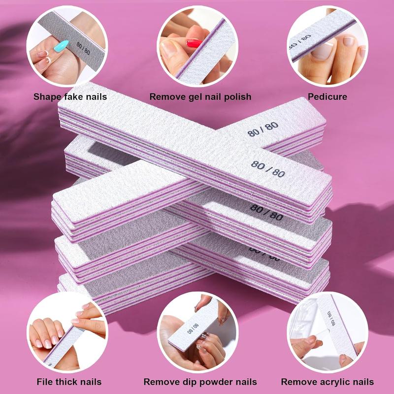 FANDAMEI Nail File, 24PCS 80 80 Grit Nail Files, Double Sided Emery Boards for Nails Buffering, Professional Nail File for Natural Acrylic Nails, Rectangular Manicure Nail Files Set, Coarse Grit 80 80