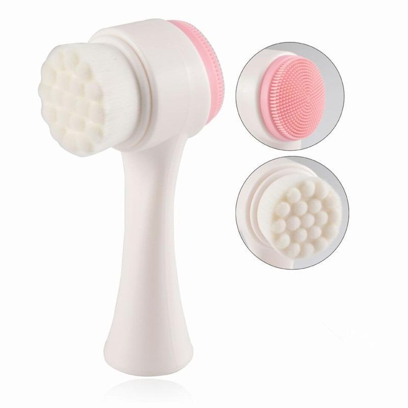 Professional Double-sided Handheld Facial Cleaning Brush, 1 Count Exfoliating Brush, Non-Electric Facial Cleansing Brush, for Washing, Makeup Removal, Massage