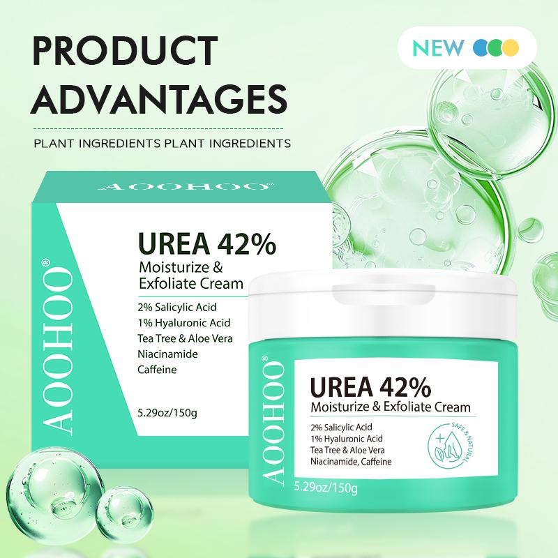 AOOHOO 42% Urea Cream Moisturize & Exfoliate Cream 5.29 0z(150g) Foot&Hand Cream for Dry Cracked Heels, Feet, Knees, Elbows, Hands, Corn&Dead Skin&Cuticle Callus Remover, Toenail Softener, Calloused Feet&Athletes Foot,2