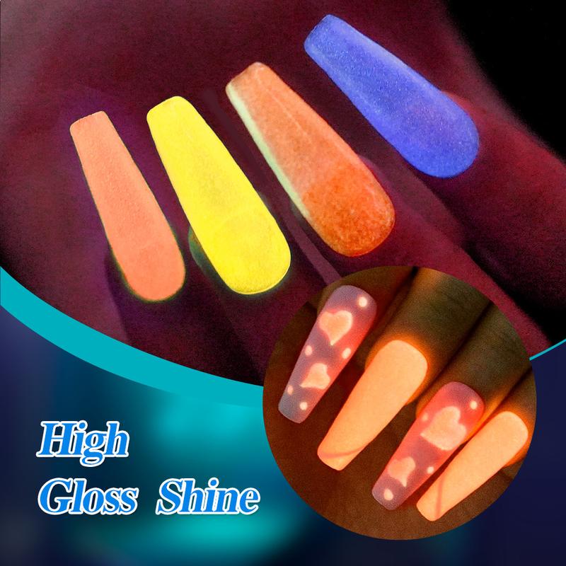 Glows In The Dark Gel Nail Polish Set - 12 Holiday Colors Luminous Neon Nail Gel Polish Set Soak Off U V LED Glow Effect Nail Polish For Nail Art Design Holiday Gifts For Women