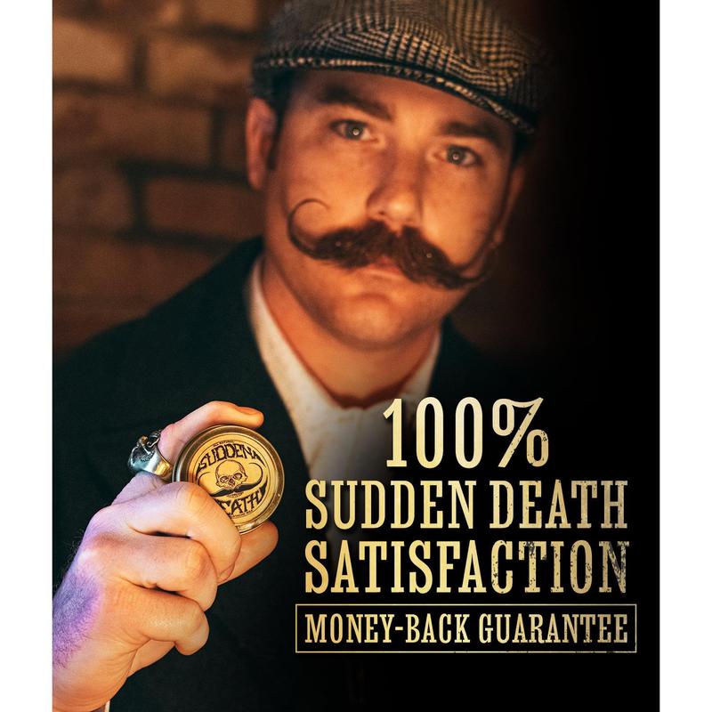 Strong Hold Mustache Wax Grooming For Men - 1oz Sudden Death Moustache & Beard Wax - Perfect For Handlebar Mustaches - No Heat Required