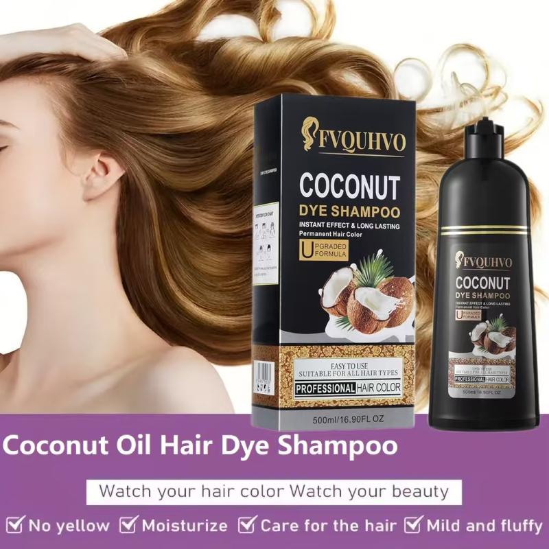 Coconut Oil 3-in-1 Hair Color Shampoo, Upgraded Herbal Formula, Suitable for All Hair Types, Effective Coverage of Gray Hair, Easy to Use ,  Hair Dye Haircare 3-in-1 hair