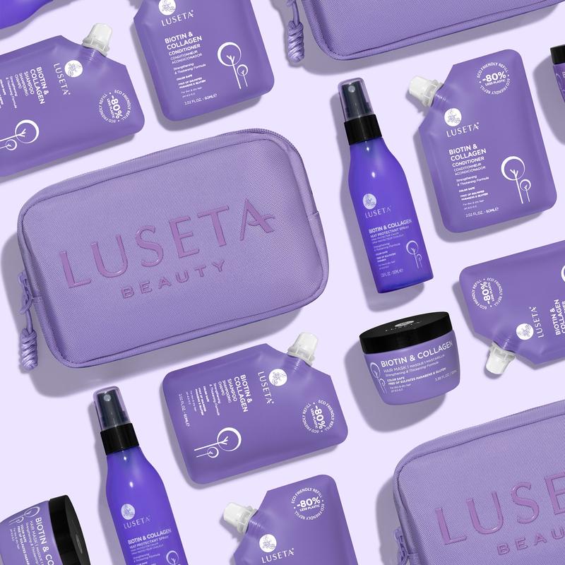 Luseta Biotin & Collagen Jet-Set Hair Strengthen Kit with Shampoo Conditioner Hair Mask and Heat Protectant Spray