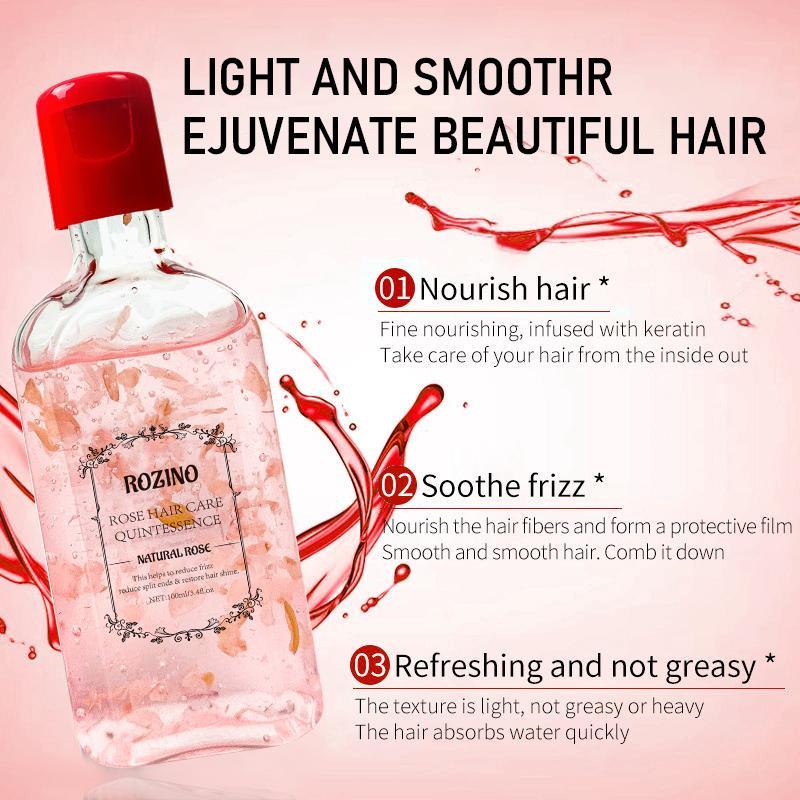 Rose Hair Essential Oil for Dry Hair, Hair Care & Styling Product for Women, Silky Smooth Hair & Scalp Treatments for Daily Use